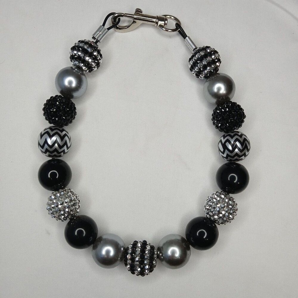 Handmade Night Out Beaded Dog Puppy Collar Necklace Jewelry Durable M 16 1/2"